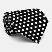 Preppy Black and White Tiny Polka Dots Muster Krawatte (Gerollt)