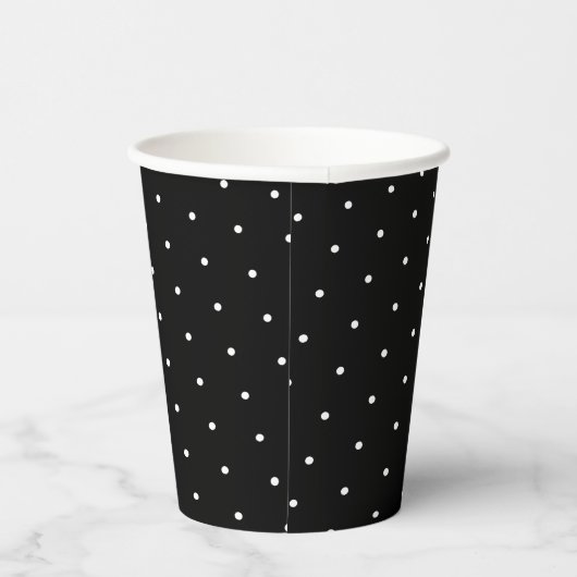 Preppy Black and White Tiny Polka Dots Muster Pappbecher (Rechts)
