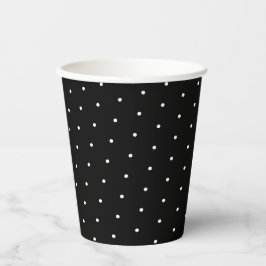 Preppy Black and White Tiny Polka Dots Muster Pappbecher