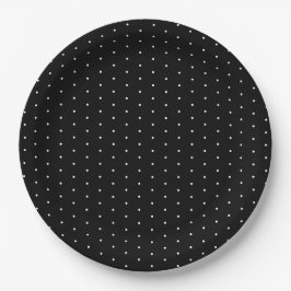 Preppy Black and White Tiny Polka Dots Muster Pappteller