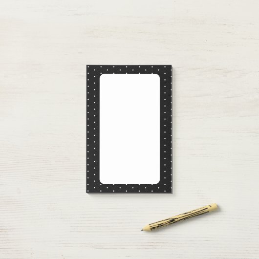 Preppy Black and White Tiny Polka Dots Muster Post-it Klebezettel (Auf Schreibtisch)