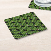Preppy Black Lab Weihnachtsmuster Green Gingham Rechteckiger Pappuntersetzer (angewinkelt)