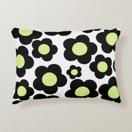 Preppy Black Neon Green Hippie Blume Pattern Dekokissen