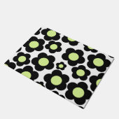 Preppy Black Neon Green Hippie Blume Pattern Fußmatte (Schrägansicht)