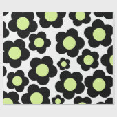 Preppy Black Neon Green Hippie Blume Pattern Geschenkpapier (Flach)