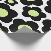 Preppy Black Neon Green Hippie Blume Pattern Geschenkpapier (Ecke)