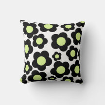 Preppy Black Neon Green Hippie Blume Pattern