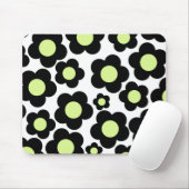Preppy Black Neon Green Hippie Blume Pattern Mousepad (Mit Mouse)