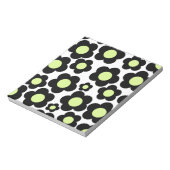 Preppy Black Neon Green Hippie Blume Pattern Notizblock (Rotiert)