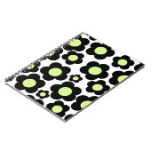 Preppy Black Neon Green Hippie Blume Pattern Notizblock (Linke Seite)