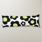 Preppy Black Neon Green Hippie Blume Pattern Seitenschläferkissen (Rückseite)