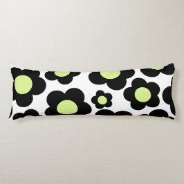 Preppy Black Neon Green Hippie Blume Pattern Seitenschläferkissen