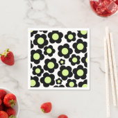 Preppy Black Neon Green Hippie Blume Pattern Serviette (Beispiel)