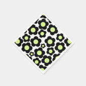Preppy Black Neon Green Hippie Blume Pattern Serviette (Ecke)