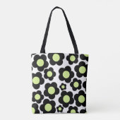 Preppy Black Neon Green Hippie Blume Pattern Tasche (Rückseite)