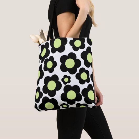 Preppy Black Neon Green Hippie Blume Pattern Tasche (Von Nahem)