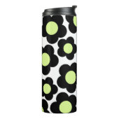 Preppy Black Neon Green Hippie Blume Pattern Thermosbecher (Nach links gedreht)