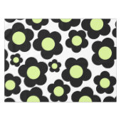 Preppy Black Neon Green Hippie Blume Pattern Tischdecke (Vorderseite (Horizontal))