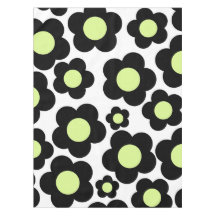 Preppy Black Neon Green Hippie Blume Pattern