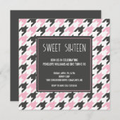 Preppy black pink Hahnentrittmuster pattern Sweet  Einladung (Vorne/Hinten)