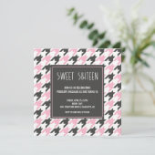 Preppy black pink Hahnentrittmuster pattern Sweet  Einladung (Stehend Vorderseite)