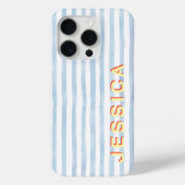 Preppy Blau gestreift benutzerdefinierter Name Case-Mate iPhone Hülle (Rückseite)