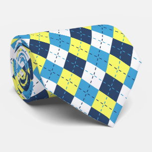 Preppy Blau Himbeere Zitrone Gelb Argyle  Krawatte