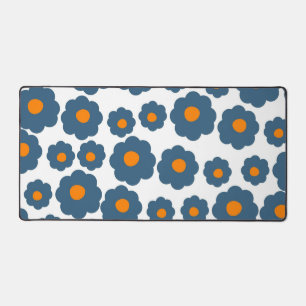 Preppy Blau Orange Hippie Blumenmuster Schreibtischunterlage