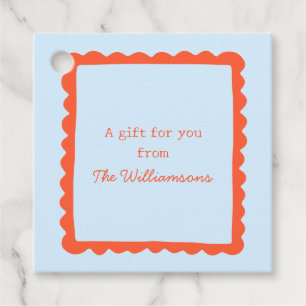 Preppy Blau Orange Whimsical Border Geschenk Von Geschenkanhänger