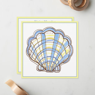 Preppy Blau und Gelb Kariert Scallop Muschel Mitteilungskarte