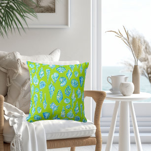 Preppy Blau und Weiße Muscheln / Coastal Lime Kissen