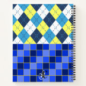 Preppy Blaue Himbeer-Limonade Argyle und Karos Notizblock (Rückseite)