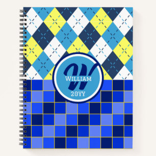 Preppy Blaue Himbeer-Limonade Argyle und Karos Notizblock