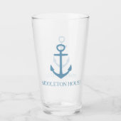 Preppy blauer Anker Carolinas personalisiert Glas (Vorderseite)