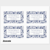 Preppy Blue and Gray Floral Buchzeichen Rechteckiger Aufkleber (Blatt)