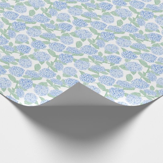 Preppy Blue and Green Hydrangea Geschenkpapier (Ecke)