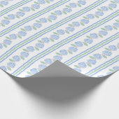 Preppy Blue and Green Hydrangea Stripe Geschenkpapier (Ecke)