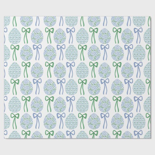 Preppy Blue and Green Oaster Bows and Eggs Geschenkpapier (Flach)