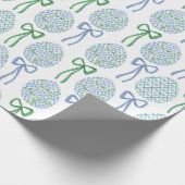 Preppy Blue and Green Oaster Bows and Eggs Geschenkpapier (Ecke)