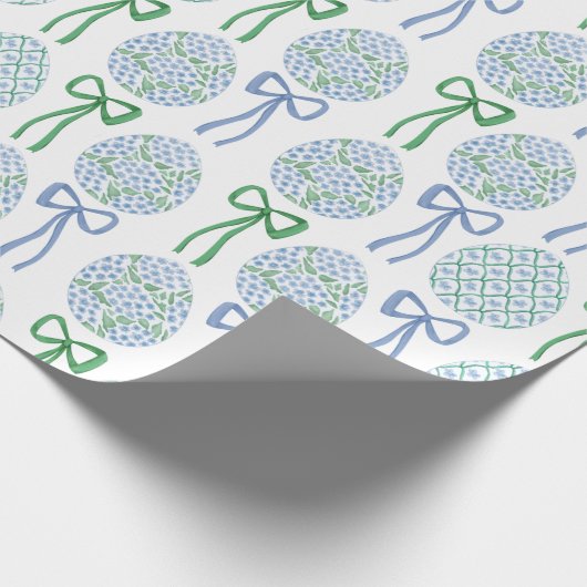 Preppy Blue and Green Oaster Bows and Eggs Geschenkpapier (Ecke)