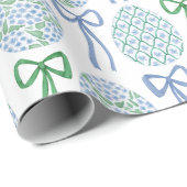 Preppy Blue and Green Oaster Bows and Eggs Geschenkpapier (Rolleneckpunkt)