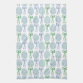 Preppy Blue and Green Oaster Bows and Eggs Geschirrtuch (Vertikal)