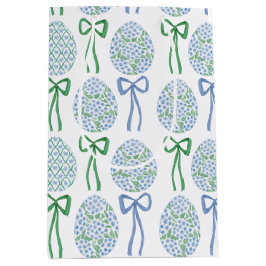 Preppy Blue and Green Oaster Bows and Eggs Mittlere Geschenktüte