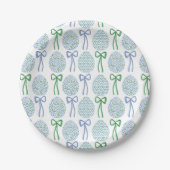 Preppy Blue and Green Oaster Bows and Eggs Pappteller (Vorderseite)