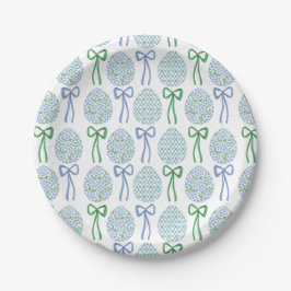 Preppy Blue and Green Oaster Bows and Eggs Pappteller