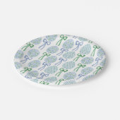 Preppy Blue and Green Oaster Bows and Eggs Pappteller (Schrägansicht)