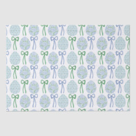 Preppy Blue and Green Oaster Bows and Eggs Seidenpapier