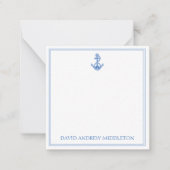 Preppy Blue and White Anchor Personalisiert Mitteilungskarte (Vorderseite)
