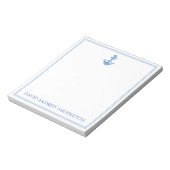 Preppy Blue and White Anchor Personalisiert Notizblock (Rotiert)
