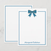 Preppy Blue and White Bow Personalized Mitteilungskarte (Vorne/Hinten)